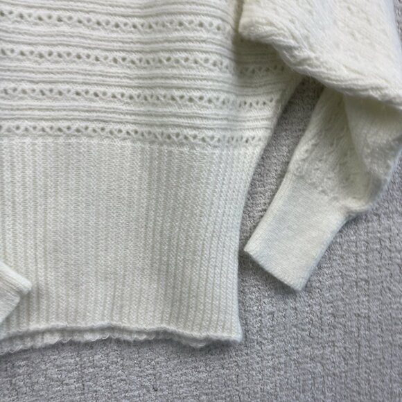 ZARA Women’s White Knit Sweater Size M NWT Bow Tie V-Neck Pullover Long Sleeve * - Picture 15 of 16
